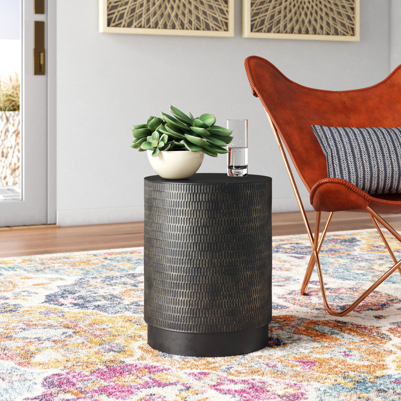 Langley Street Kennemer 19'' Tall Iron Drum End Table & Reviews | Wayfair